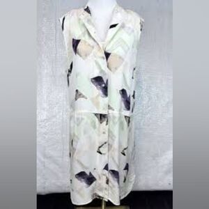100% Silk Wilfred Abstract Patterned Sleeveless Shirt Dress